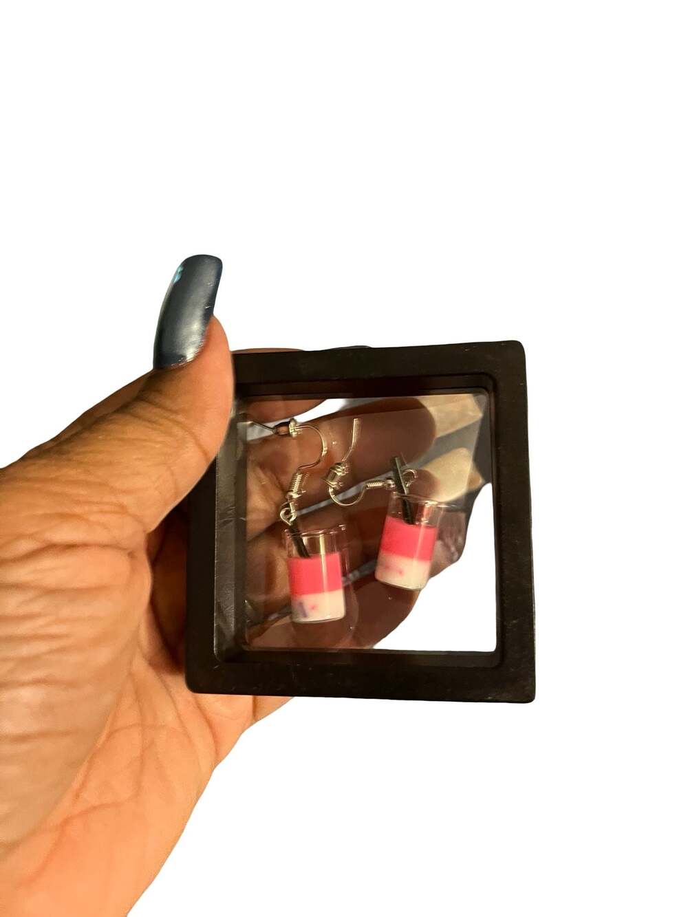 Miniature Pink Drink Bubble Tea Dangle Earrings